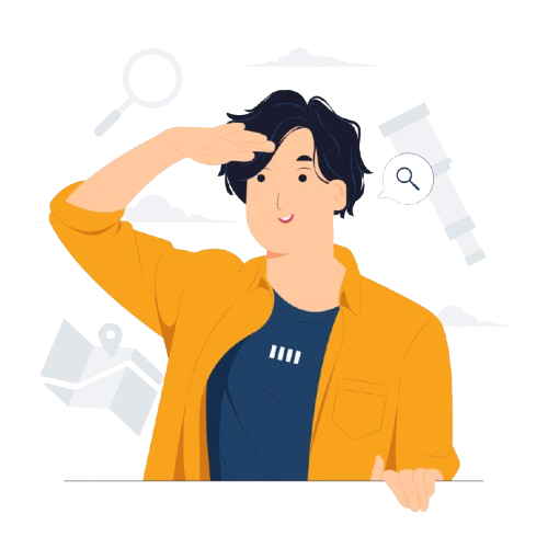 Curious man looking for something illustration